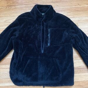 PINK Victoria's Secret Men's Black Plush Quarter-Zip Pullover